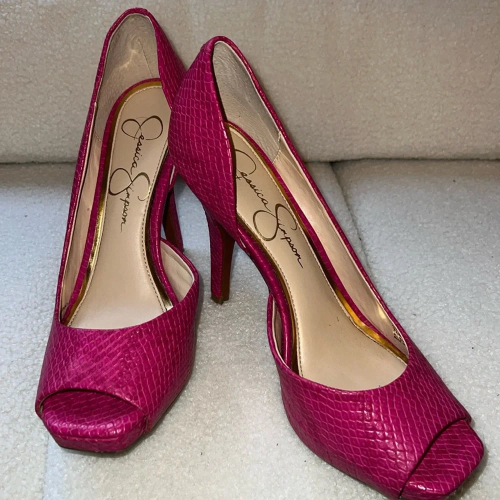 Jessica Simpson Pink Heels Size 7.5 - Picture 1 of 5